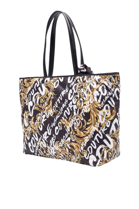 Quilted Logo Print Tote Bag